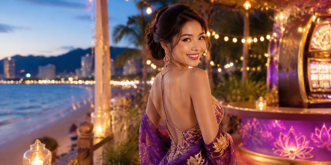 Người chơi slot jackpot tại bãi biển Nha Trang trên điện thoại di động